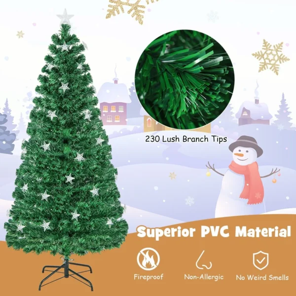6FT Pre-Lit Artificial Christmas Tree Fiber Optics Xmas Tree 8 Lighting Modes - Image 5
