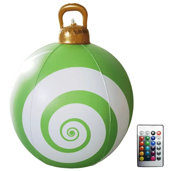 24 Inch Giant Inflatable Christmas Balls Large Outdoor Decorated Ball with Light and Remote PVC Giant Inflatable Christmas Balls - Image 3
