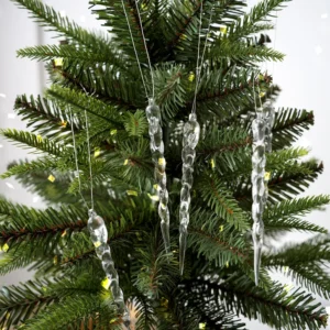 12Pcs Christmas Clear Icicle Decoration Transparent Icicles Decor Clear Crystal Twisted Icicle for New Year Winter Decoration