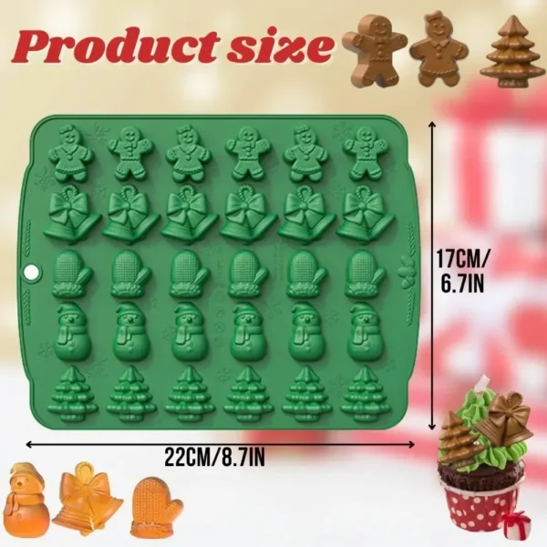 Christmas Silicone Chocolate Mold Gingerbread Man Xmas Tree Snowman Gloves Gummy Candly Mould Kitchen Party DIY Baking Tool - Image 2