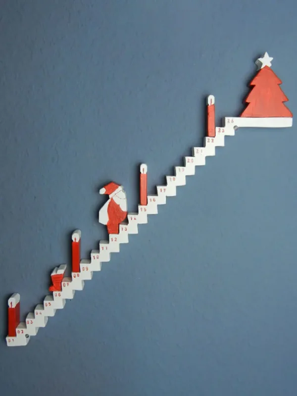 Christmas Advent Calendar Wooden Sign Santa Climbing Stairs Christmas Countdown Calendar 24 Days Xmas Countdown Calendar - Image 5