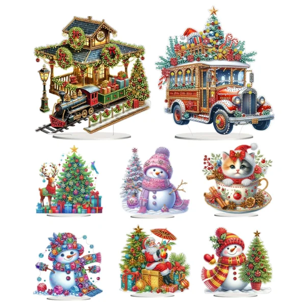 Acrylic Diamond Painting Desktop Decors Bedroom Table Decor Special Shape Christmas Tree Diamond Painting Tabletop Ornaments Kit - Image 3