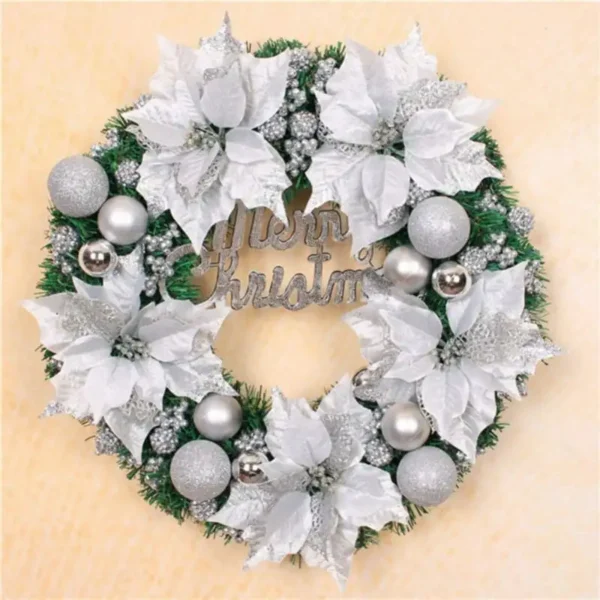 Artificial Christmas Wreath with Pinecones, Flowers, Berries and Balls - Festive Front Door and Wall Decor Front door decore Lei - Image 2