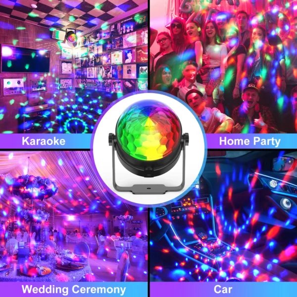4PCS RGB LED Stage Disco Light Rotating DJ Ball Strobe Remote Control LED Magic Ball Light Christmas Party Club Show Lamp - Image 2