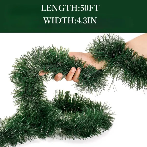 49.2Ft Christmas Green and White Tinsel Garland Xmas Tree Decorations Christmas Metallic Twist Garland Ceiling Hanging - Image 6