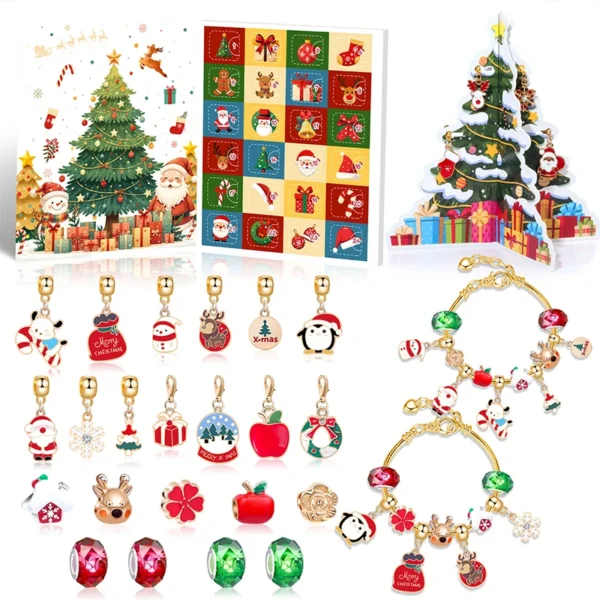 Christmas Children Crystal Bracelet Blind Box 24 Day Countdown Advent Calendar New Year Party Gift Box Decoration Festival Props