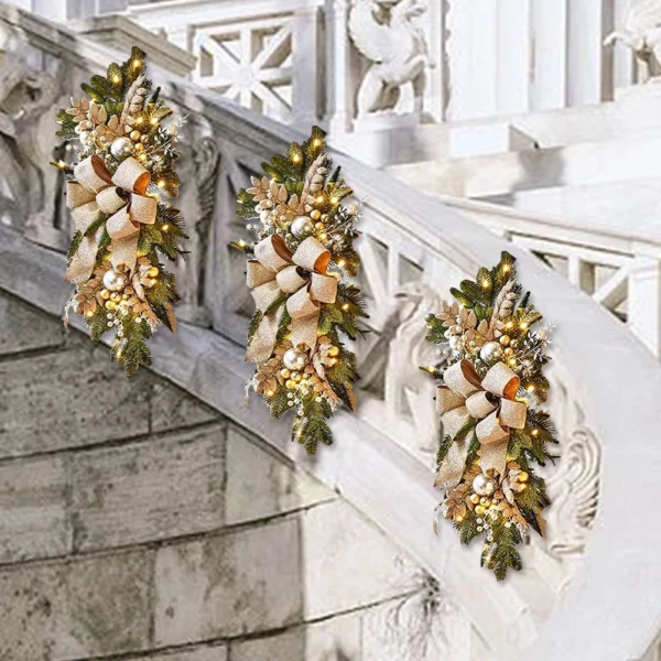Without/with Light Christmas Wreath Centerpiece Decoration Round Holiday Wall Door Hanging Ornament Swag Trim Garland Home Decor - Image 2