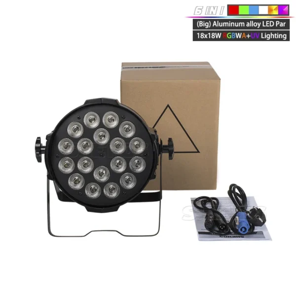 1pcs Led 18x18W RGBW 4in1/RGBWA+UV 6in1 Par Lighting Aluminum DJ Disco Wash Stage Light Christmas Decorations - Image 4