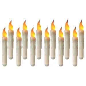 6.69in Flickering Flame Candlesticks Warm Light Christmas Decoration Electric Fake Candles 12PCS for Christmas Halloween Party