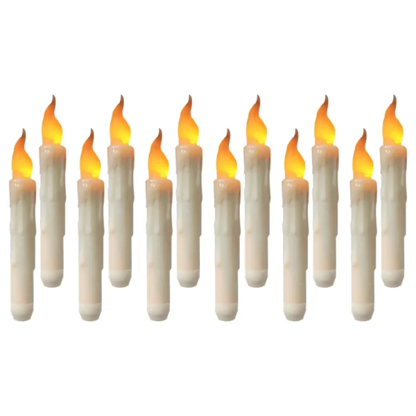 6.69in Flickering Flame Candlesticks Warm Light Christmas Decoration Electric Fake Candles 12PCS for Christmas Halloween Party