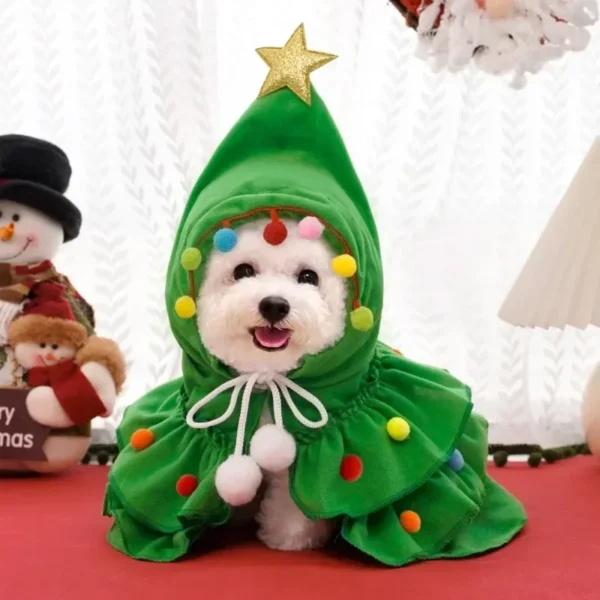 Merry Christmas Pet Clothes Dog Cloak Pet Cape And Shawl Puppy Cosplay Santa Tree Costume Happy Festival Coat Supplies Wholesale - Image 2