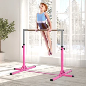Adjustable Kids Gymnastics Bar Horizontal Training Steel Frame Wood