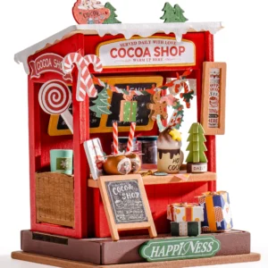 Miniature House Christmas Gifts Fireplace Decoration for Home Bookshelf Dollhouse 3D DIY Wooden Puzzle Model