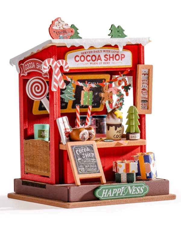 Miniature House Christmas Gifts Fireplace Decoration for Home Bookshelf Dollhouse 3D DIY Wooden Puzzle Model