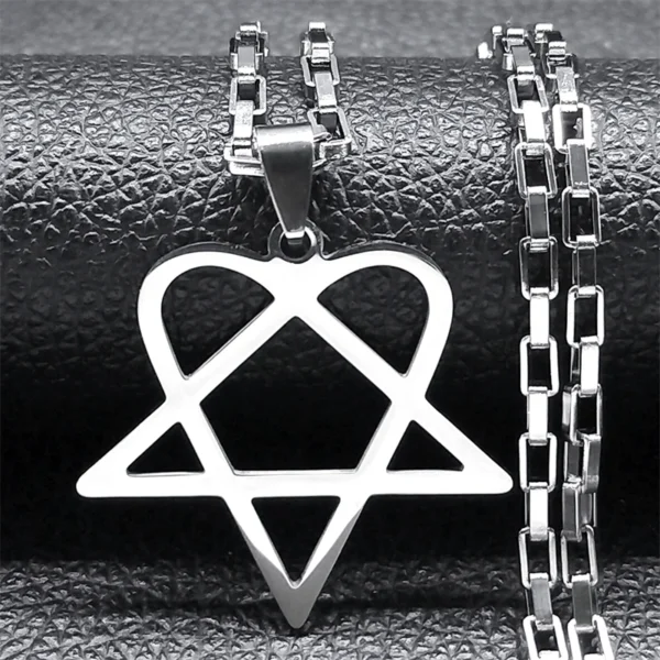 Hip Hop Rock Music Him Heartagram Star Heart Necklace for Women Men Stainless Steel Y2k Black Metal Band Goth Punk Chain Jewelry