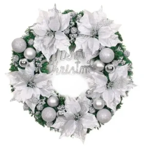Artificial Christmas Wreath with Pinecones, Flowers, Berries and Balls - Festive Front Door and Wall Decor Front door decore Lei