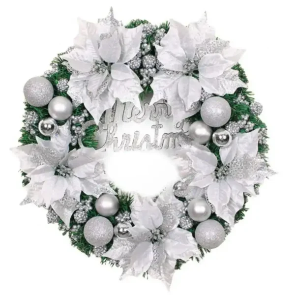 Artificial Christmas Wreath with Pinecones, Flowers, Berries and Balls - Festive Front Door and Wall Decor Front door decore Lei