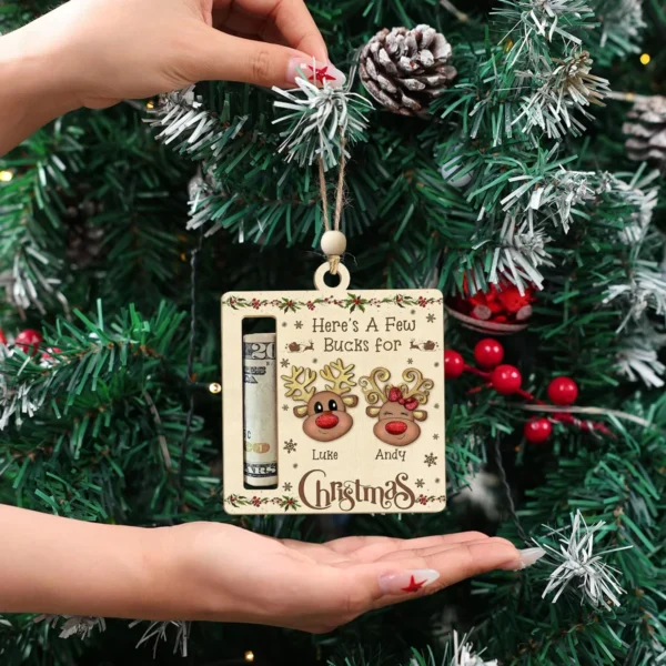 Christmas Tree Ornament with Secret Compartment - Wooden Gift Card & Cash Holder for Surprises - Image 6
