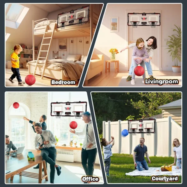 Basketball Hoop x2 Indoor Outdoor Electric Mini Basketball Scoreboard 4x Balls Toy Gift for Kids Boys Girls Sports Game - Image 4
