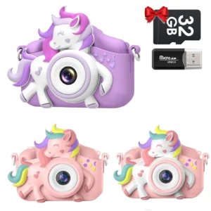 " Kid's Camera 20MP 1080P HD Toddle Selfie Camera Cute Cartoon Digital Cmaera Toy With 32GB Card Gift For Girls & Boys