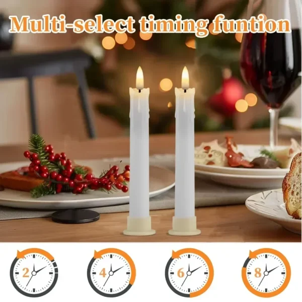 6/12Pc 6.6inch LED Flameless Taper Candles with Remote Flickering CandleSticks Plastic Window Candles for Halloween Christmas - Image 3