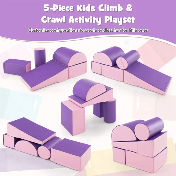 5-Piece Climb and Crawl Activity Play Set Sliding Safe Soft Foam Playset - Image 5
