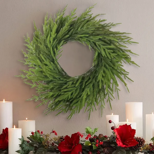 Faux Cedar Garland Soft Bendable Christmas Greenery Garland Real Touch Garland Christmas Decorations for Mantle Stairs Fireplace - Image 2