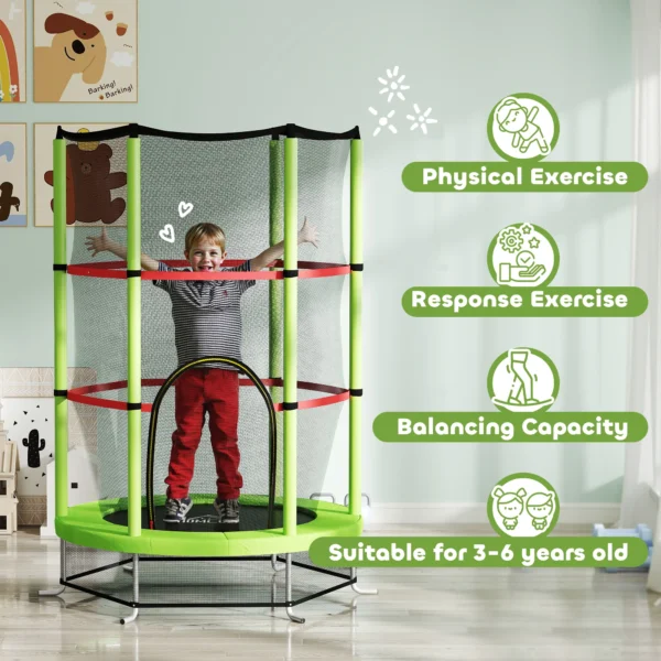 Kids Trampoline Mini Bouncer w/ Enclosure Net for 3-6 Years - Image 6