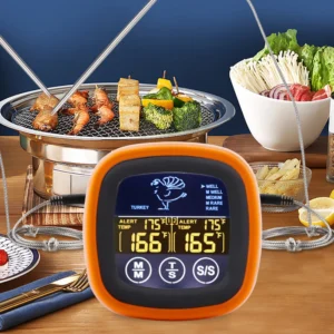 Digital Meat Kitchen Thermometer Timer Mode Waterproof Steak BBQ Timer Cooking Tools Kitchen Meat Probe Thermometer for Grilling