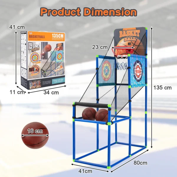 Kids Basketball Arcade Game 2-in-1 Indoor Outdoor Basketball & Sticky Balls Game - Image 2