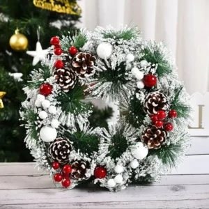32cm Snowflake Pine Cone Christmas Artificial Wreath