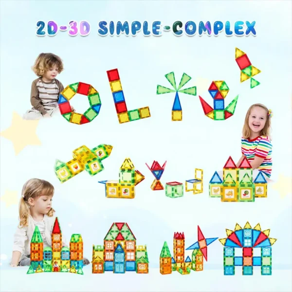 Magnetic Tile Set For Kids Magnetic Building Blocks Construction Game Children Montessori Magnets Toys Christmas Gifts - Image 5