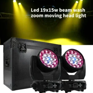 19x15W RGBW Moving Head Light Beam Wash Effect Flight Case for DJ Disco Christmas Concerts Weddings Parties