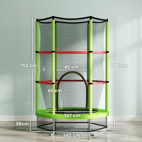 Kids Trampoline Mini Bouncer w/ Enclosure Net for 3-6 Years - Image 3