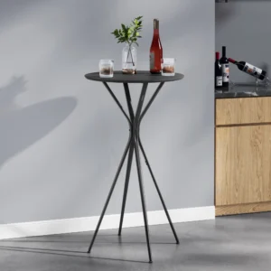 Bar Table, Round Cocktail Table, High Pub Table, 60 x 60 x 105 cm, Metal Frame