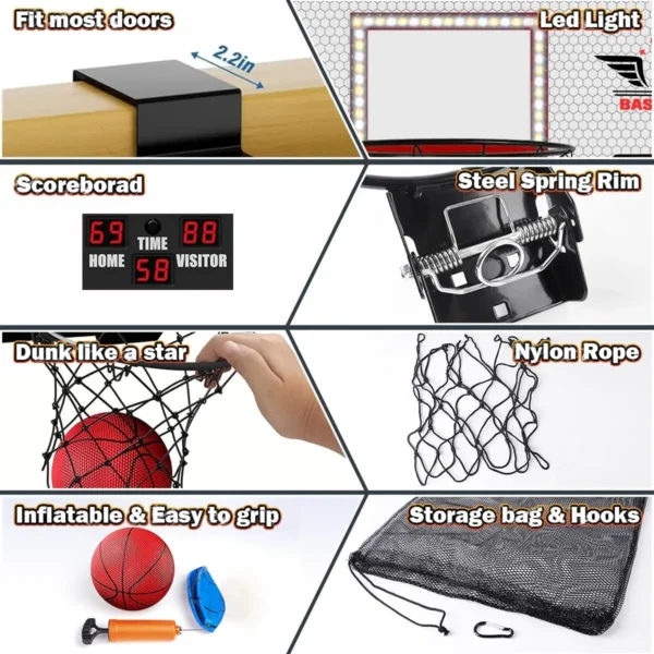 Basketball Hoop x2 Indoor Outdoor Electric Mini Basketball Scoreboard 4x Balls Toy Gift for Kids Boys Girls Sports Game - Image 5