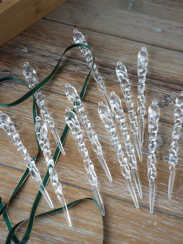 12Pcs Christmas Clear Icicle Decoration Transparent Icicles Decor Clear Crystal Twisted Icicle for New Year Winter Decoration - Image 3