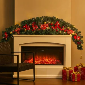 180CM Christmas Cow Horns Shape Rattan Christmas Garland with LED light, Style A