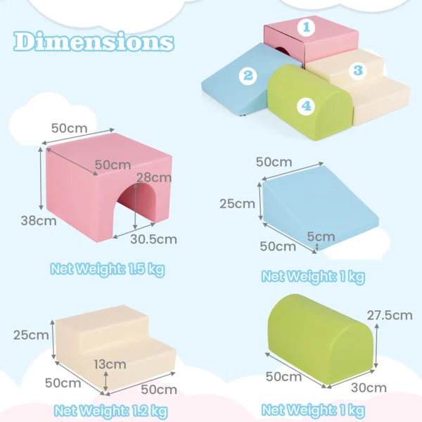 Infant Baby Climb and Crawl Foam Block Play Set-Pink - Image 2