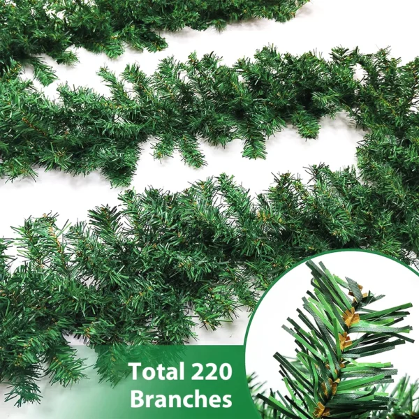 9ft Christmas Garland Bushy Pine Green Decoration Stairs Fireplace Xmas 270cm - Image 6
